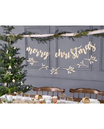 Drewniany baner Merry Christmas, 87x17cm