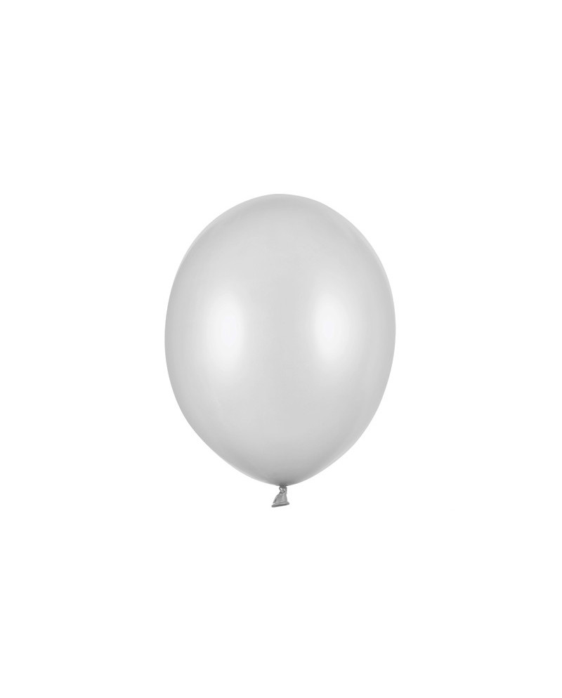 Balony Strong 27cm, Metallic Silver Snow (1 op. / 100 szt.)