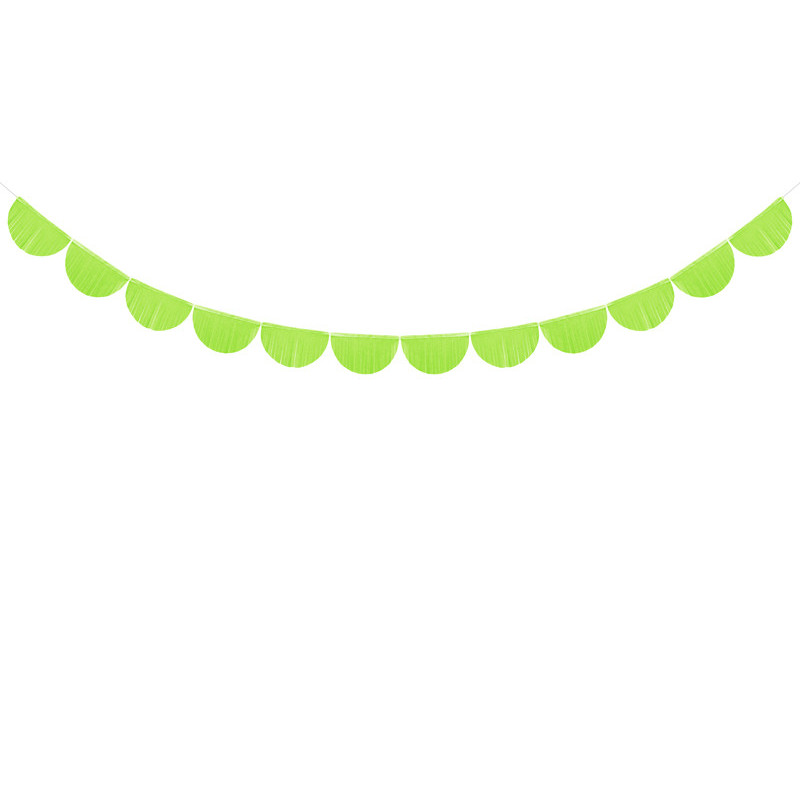 Girlanda bibułowa Frędzle, zielone jabłuszko, 3m