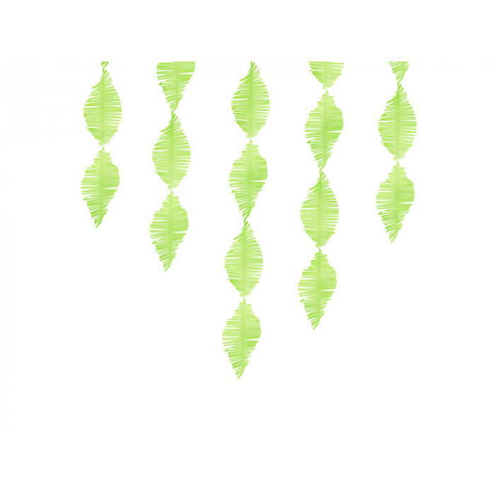 Girlanda z krepy - Frędzle, zielone jabłuszko, 3m
