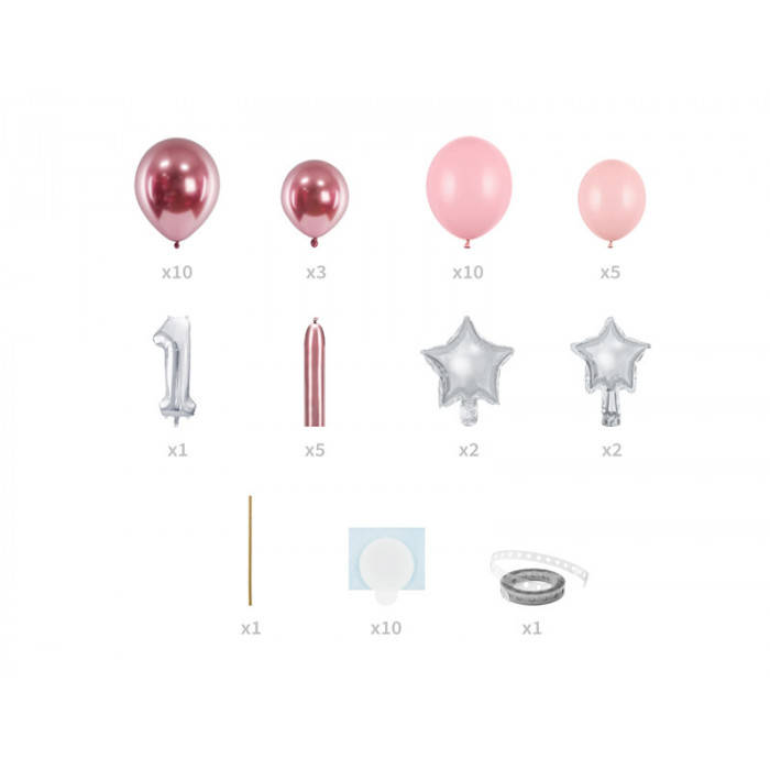 Bukiet balonów Cyfra ''1'', różowy, 90x140cm