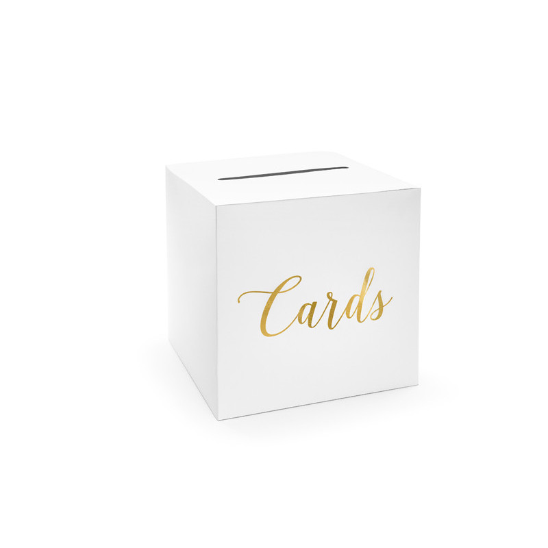 Pudełko na koperty - Cards, złoty, 24x24x24cm