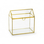 Szklane pudełko na koperty, złoty, 13x21x21cm