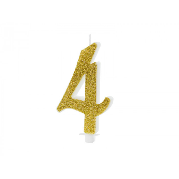 Świeczka urodzinowa Cyferka 4, złoty, 10cm