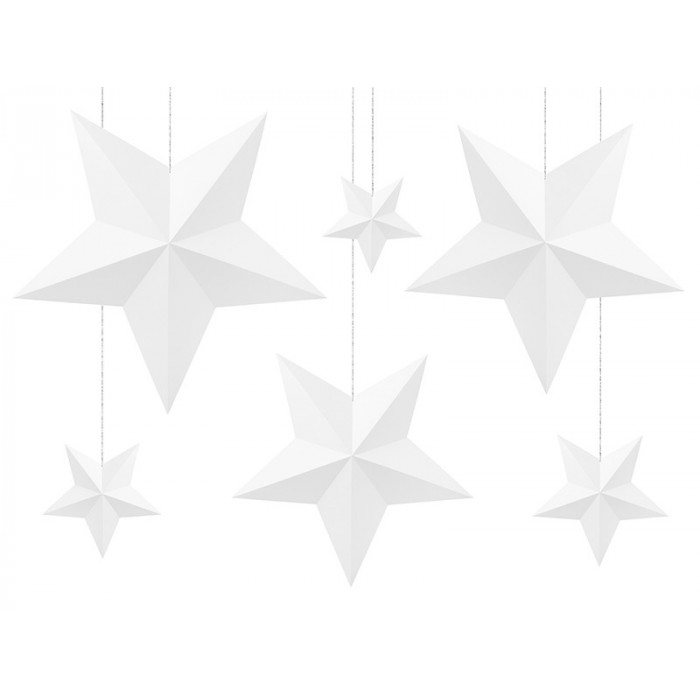 Dekoracja Gwiazdy, biały (1 op. / 6 szt.)