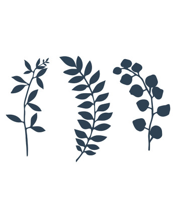 Dekoracja Gałązki z listkami, c. granat (1 op. / 9 szt.)