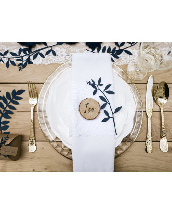 Dekoracja Gałązki z listkami, c. granat (1 op. / 9 szt.)