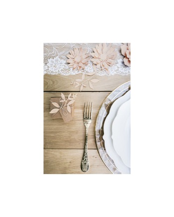 Dekoracja Gałązki z listkami, pudrowy róż (1 op. / 9 szt.)