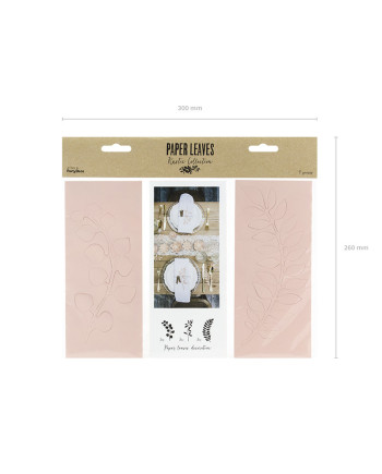 Dekoracja Gałązki z listkami, pudrowy róż (1 op. / 9 szt.)