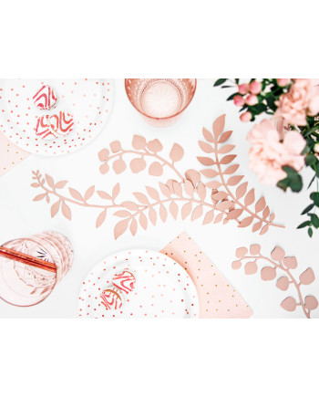 Dekoracja Gałązki z listkami, pudrowy róż (1 op. / 9 szt.)