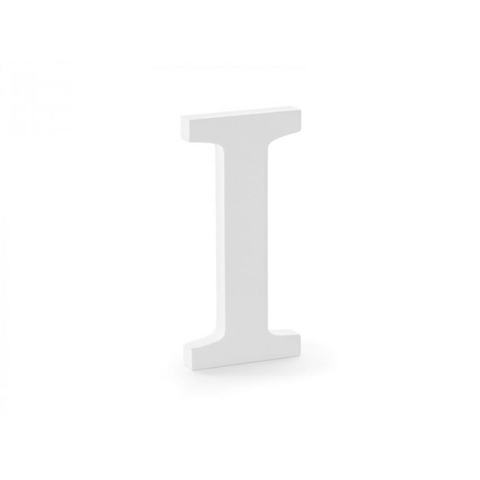 Drewniana litera I, biały, 9,5x20cm