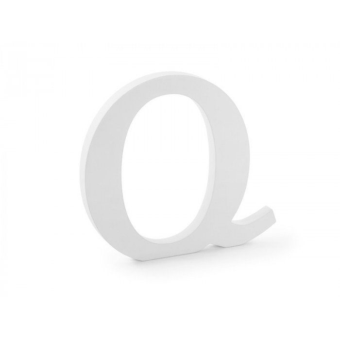 Drewniana litera Q, biały, 22.5x20.5cm