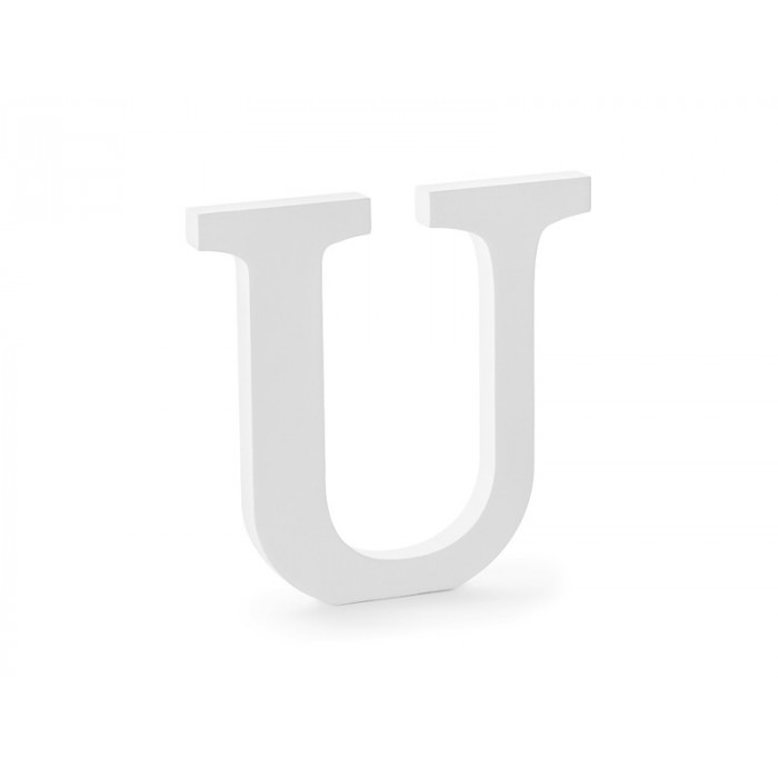 Drewniana litera U, biały, 20,5x20cm