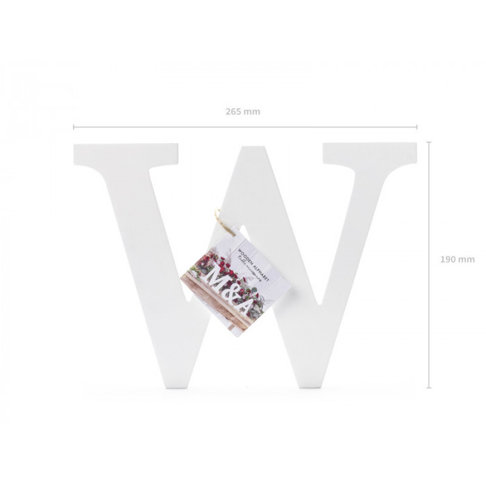 Drewniana litera W, biały, 26,5x19cm