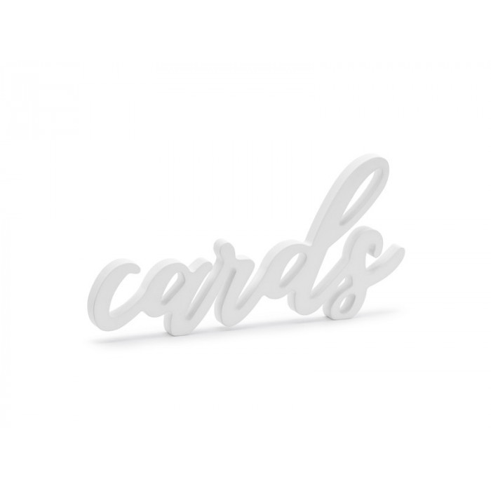 Drewniany napis Cards, biały, 20x10cm