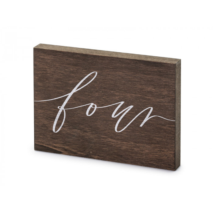 Drewniany numer na stół "Four", 2x18x12.5 cm
