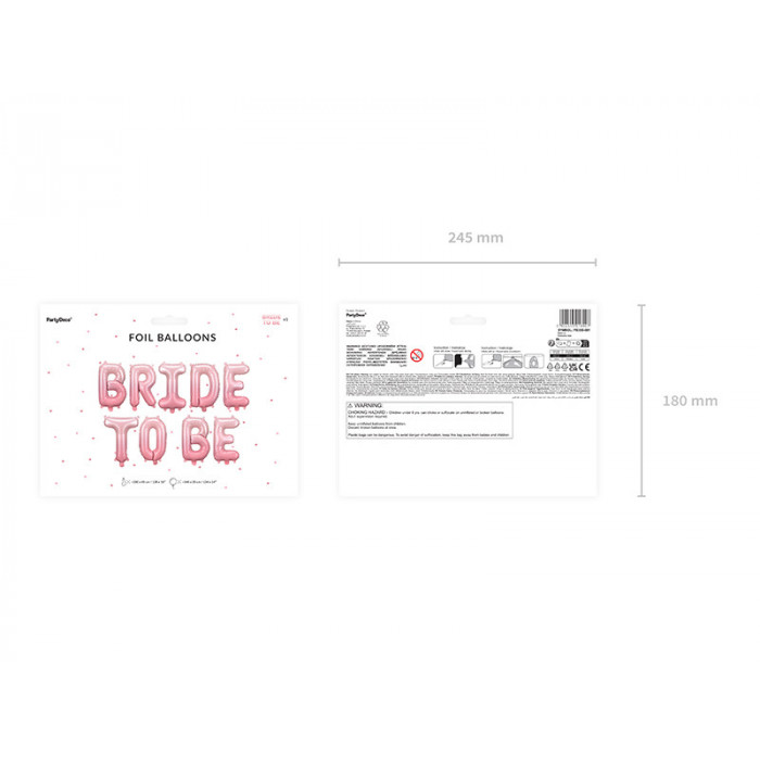Balon foliowy Bride to be, 350x45 cm, różowy