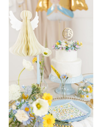 Dekoracja papierowa honeycomb Aniołek, kość słoniowa, 24 cm