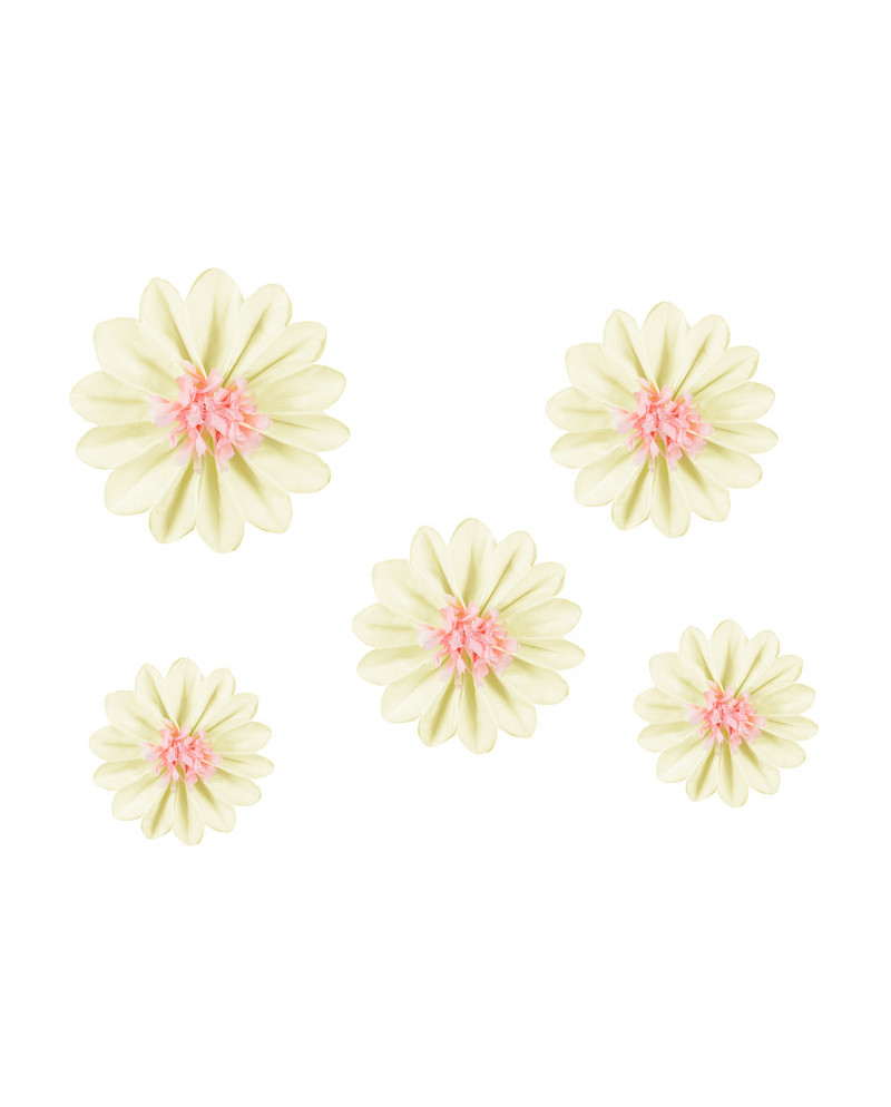 Dekoracja bibułowa Kwiaty, kremowy, 30-20 cm (1 op. / 5 szt.)