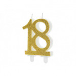 Świeczka urodzinowa liczba 18, złoty, 7.5cm