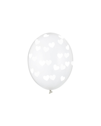 Balony 30cm, Serduszka, Crystal Clear (1 op. / 50 szt.)