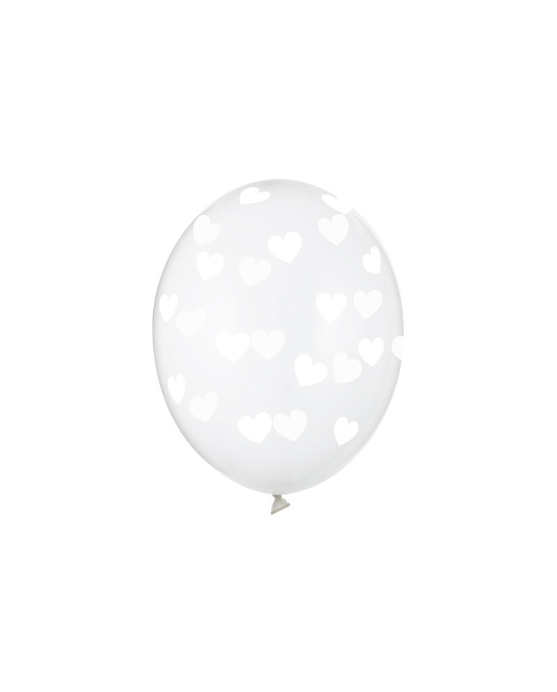 Balony 30cm, Serduszka, Crystal Clear (1 op. / 50 szt.)