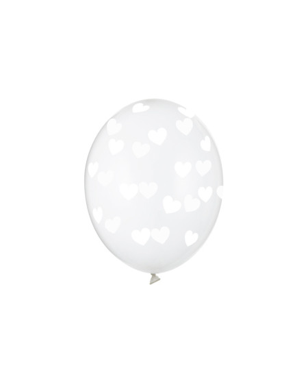 Balony 30cm, Serduszka, Crystal Clear (1 op. / 50 szt.)