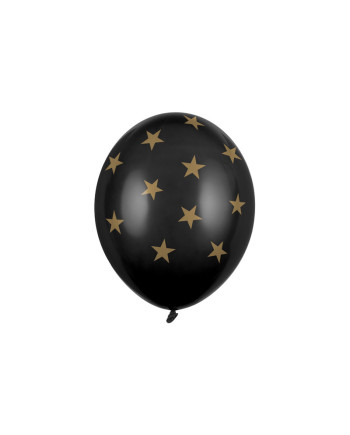 Balony 30cm, Gwiazdki, Pastel Black (1 op. / 6 szt.)