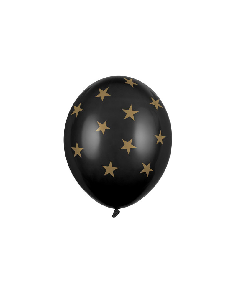 Balony 30cm, Gwiazdki, Pastel Black (1 op. / 6 szt.)