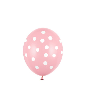 Balony 30cm, Kropki, Pastel Baby Pink (1 op. / 6 szt.)