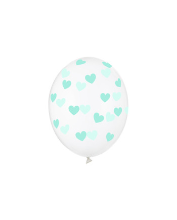 Balony 30cm, Serduszka, Crystal Clear (1 op. / 50 szt.)