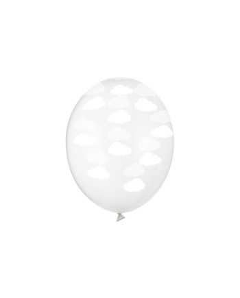 Balony 30cm, Chmurki, Crystal Clear (1 op. / 6 szt.)