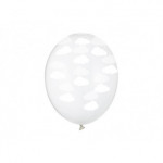 Balony 30cm, Chmurki, Crystal Clear (1 op. / 6 szt.)