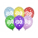 Balony 30cm, 30th Birthday, Metallic Mix (1 op. / 6 szt.)