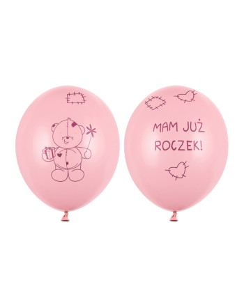 Balony 30cm Miś - mam już..., Pastel Pink (1 op. / 6 szt.)