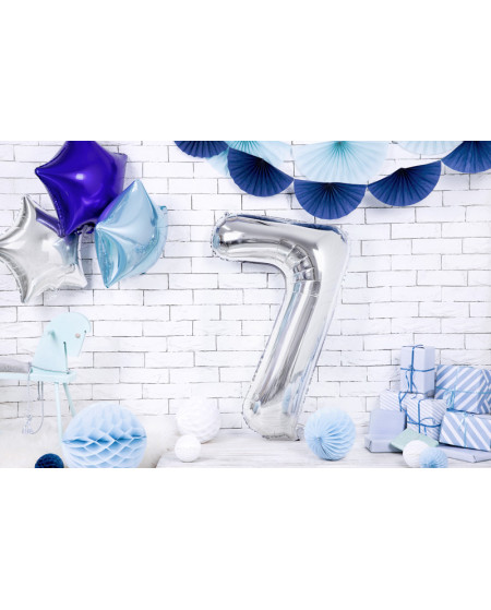 Balon foliowy Cyfra ''7'', 86cm, srebrny