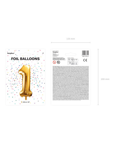 Balon foliowy Cyfra ''1'', 86cm, złoty