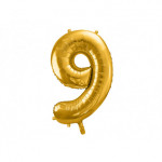 Balon foliowy Cyfra ''9'', 86cm, złoty
