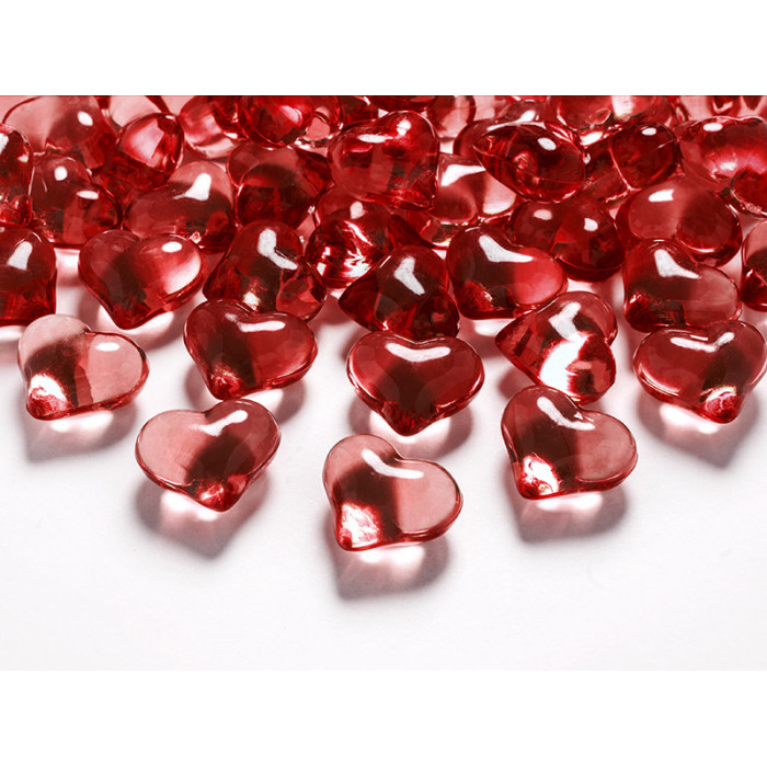Kryształowe serca, czerwony, 21mm (1 op. / 30 szt.)