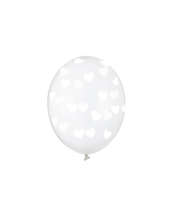 Balony 30cm, Serduszka, Crystal Clear (1 op. / 50 szt.)