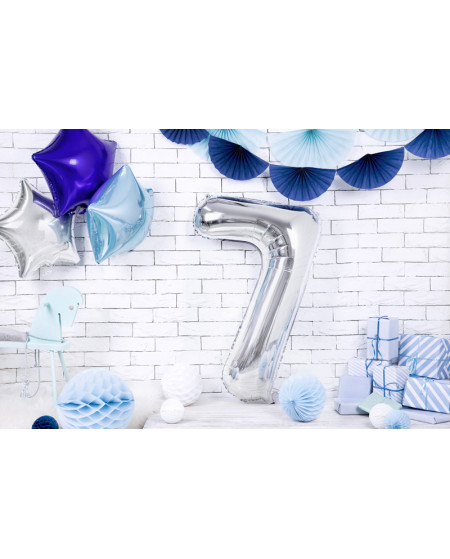 Balon foliowy Cyfra ''7'', 86cm, srebrny