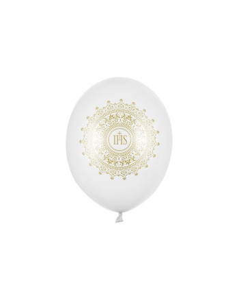 Balony 30cm, IHS, Metallic Pure White (1 op. / 6 szt.)