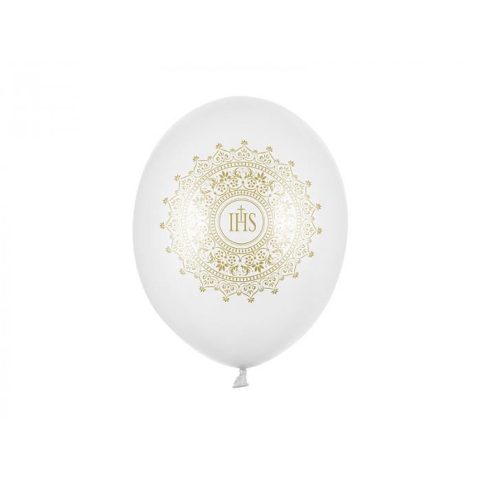 Balony 30cm, IHS, Metallic Pure White (1 op. / 6 szt.)