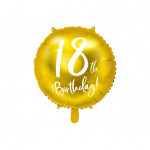 Balon foliowy 18th Birthday, złoty, 45cm