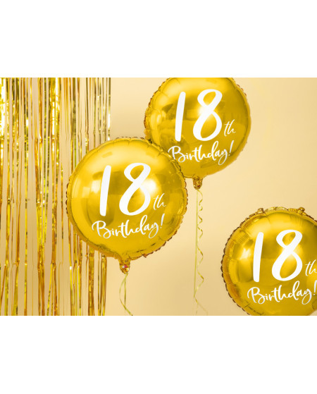 Balon foliowy 18th Birthday, złoty, 45cm