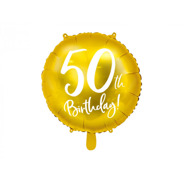 Balon foliowy 50th Birthday, złoty, 45cm