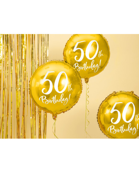 Balon foliowy 50th Birthday, złoty, 45cm