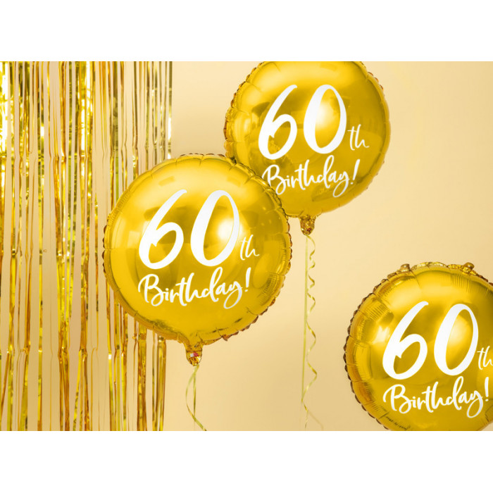 Balon foliowy 60th Birthday, złoty, 45cm