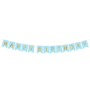 Baner Happy Birthday, j. niebieski, 15 x 175 cm