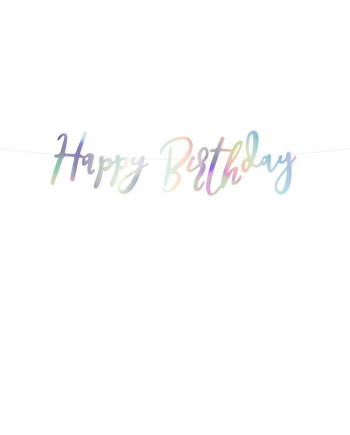 Baner Happy Birthday, opalizujący, 16,5x62cm